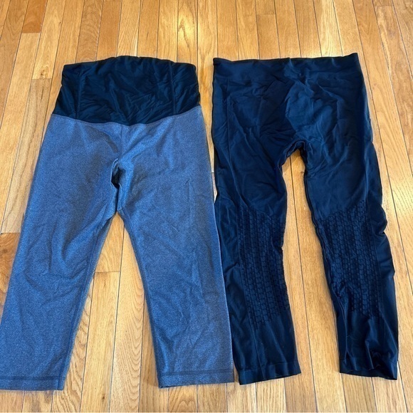2 Pairs Of Motherhood Maternity Isabel Ingrid Cropped Capri Leggings Size Large - Picture 1 of 8